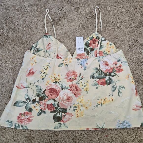 Abercrombie & Fitch Sleepwear Top Cami Lounge Satin Floral Sz LARGE - Picture 4 of 8